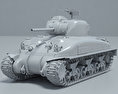 M4A1 Sherman 3d model clay render