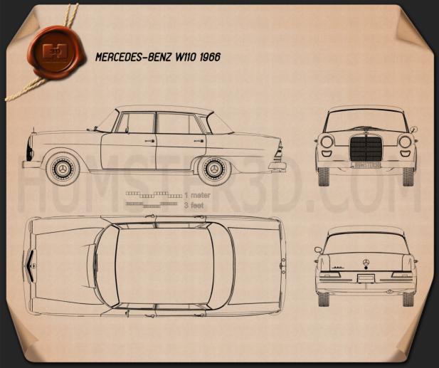 Mercedes-Benz W110 1966 테크니컬 드로잉