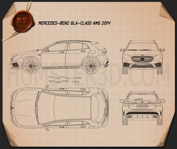Mercedes-Benz GLA-Class 45 AMG 2014 設計図