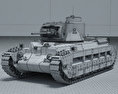 マチルダII歩兵戦車 3Dモデル wire render