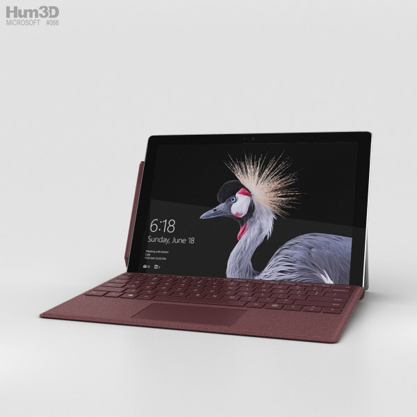 Microsoft Surface Pro (2017) Burgundy Modelo 3d