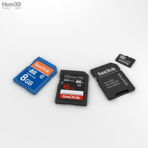SD Cards Set 3D model