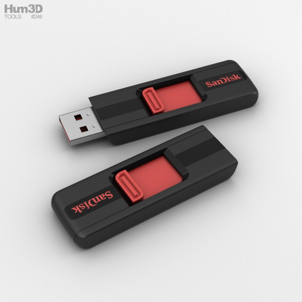 Sandisk USB 플래시 드라이브 3D 모델 