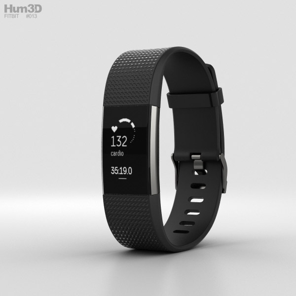 Fitbit Charge 2 Schwarz 3D-Modell