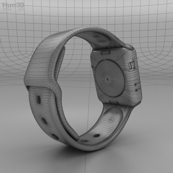 Apple Watch Series 3 38mm GPS + Cellular Silver Aluminum Case Fog Sport  Band 3Dモデル