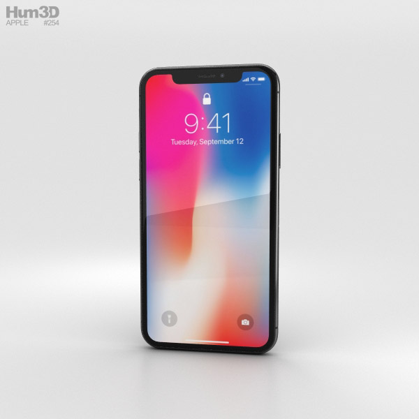 Apple iPhone X Space Gray 3D 모델 