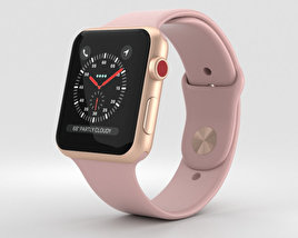 Apple Watch Series 3 42mm GPS + Cellular Gold Aluminum Case Pink Sand Sport Band Modelo 3d