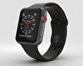 Apple Watch Series 3 42mm GPS + Cellular Space Gray Aluminum Case Black Sport Band Modèle 3d