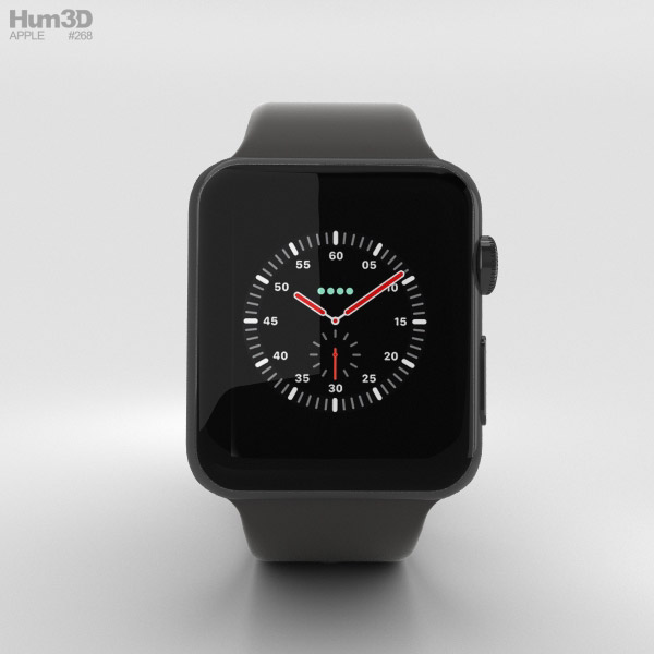 Apple Watch Edition Series 3 38mm GPS Gray Ceramic Case Gray/Black Sport  Band 3D model