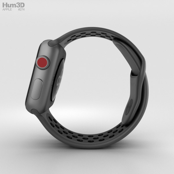 Apple Watch Series 3 Nike+ 38mm GPS Space Gray Aluminum Case  Anthracite/Black Sport Band 3D模型- 电子产品on Hum3D