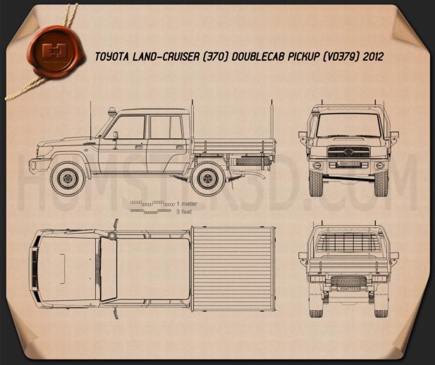 Toyota Land Cruiser (J70) Double Cab Pickup 2012 Blueprint