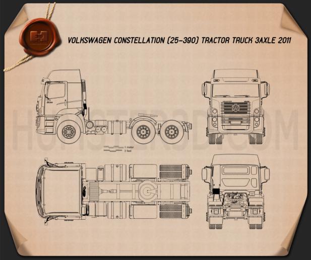 Volkswagen Constellation (25-390) Tractor Truck 3-axle 2011 Blueprint