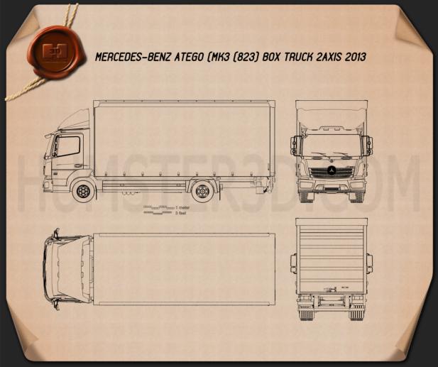 Mercedes-Benz Atego Box Truck 2013 Disegno Tecnico