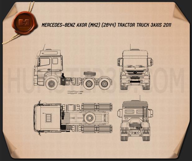 Mercedes-Benz Axor Tractor Truck 2011 Blueprint