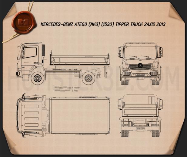 Mercedes-Benz Atego Tipper Truck 2013 Blueprint