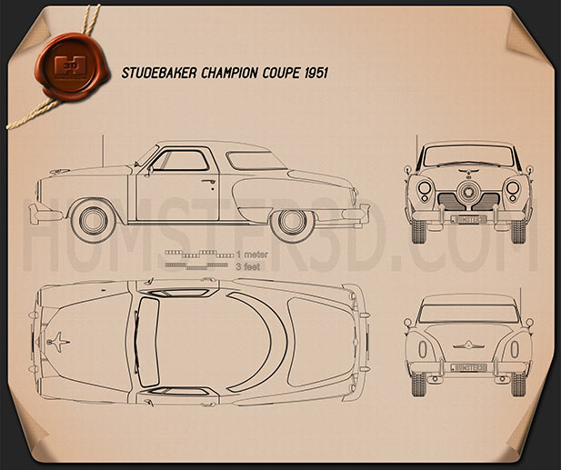 Studebaker Champion (Commander) hardtop 1951 Blueprint