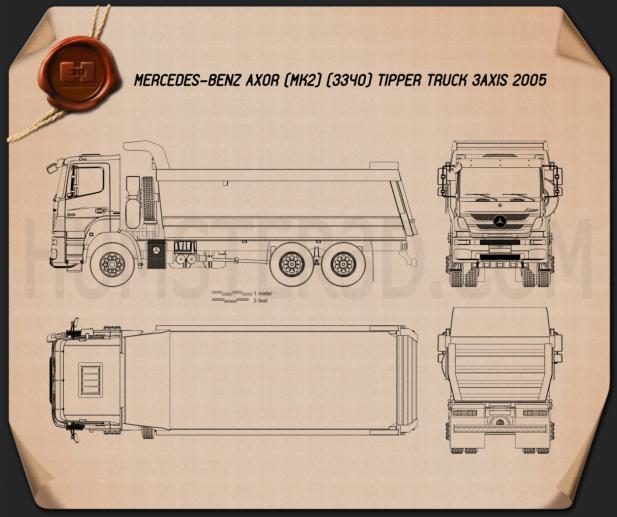 Mercedes-Benz Axor Tipper Truck 2005 Blueprint