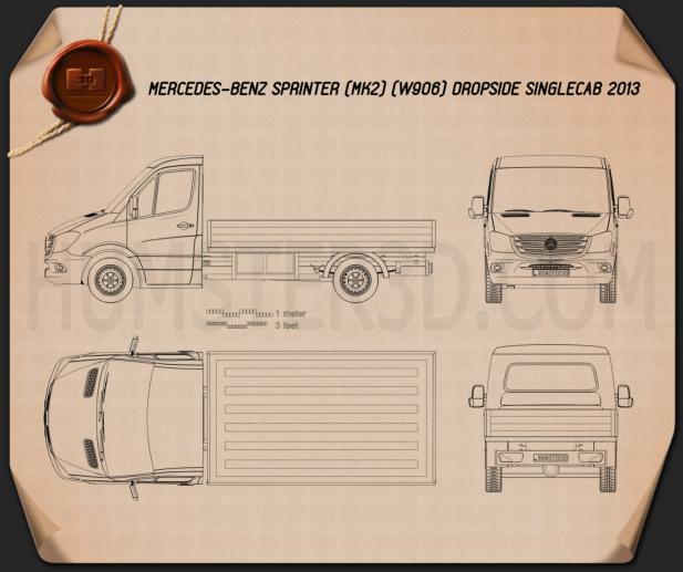 Mercedes-Benz Sprinter Drop Side Single Cab 2013 Blueprint