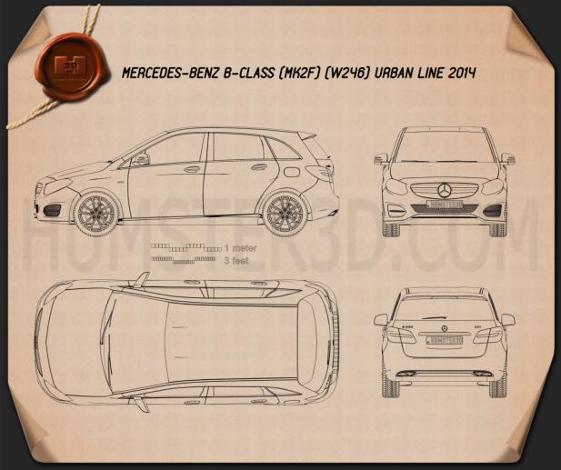 Mercedes-Benz B-class (W246) Urban Line 2014 Blueprint