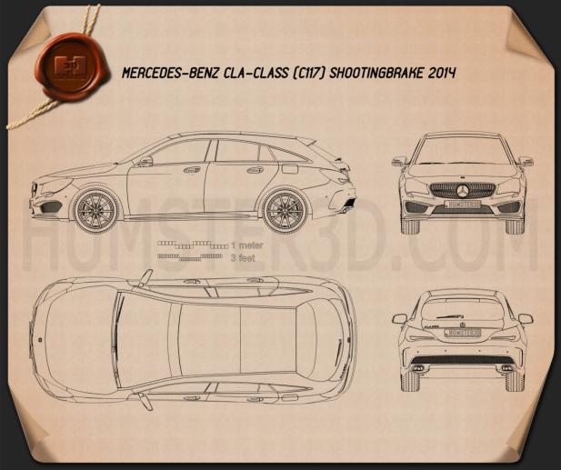 Mercedes-Benz CLA-class (C117) Shooting Brake 2014 Blueprint