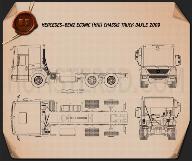 Mercedes-Benz Econic Chassis Truck 2009 Blueprint