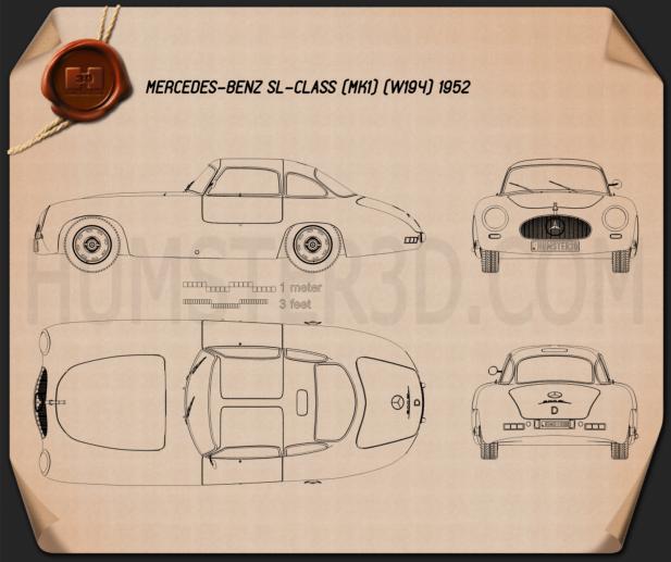 Mercedes-Benz SL-Class (W194) 1952 設計図