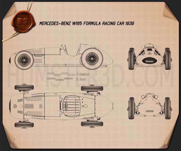 Mercedes-Benz W165 1939 Disegno Tecnico