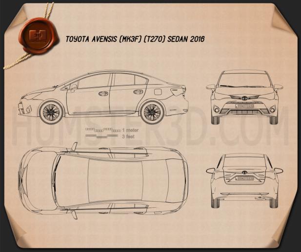 Toyota Avensis (T270) sedan 2016 Blueprint