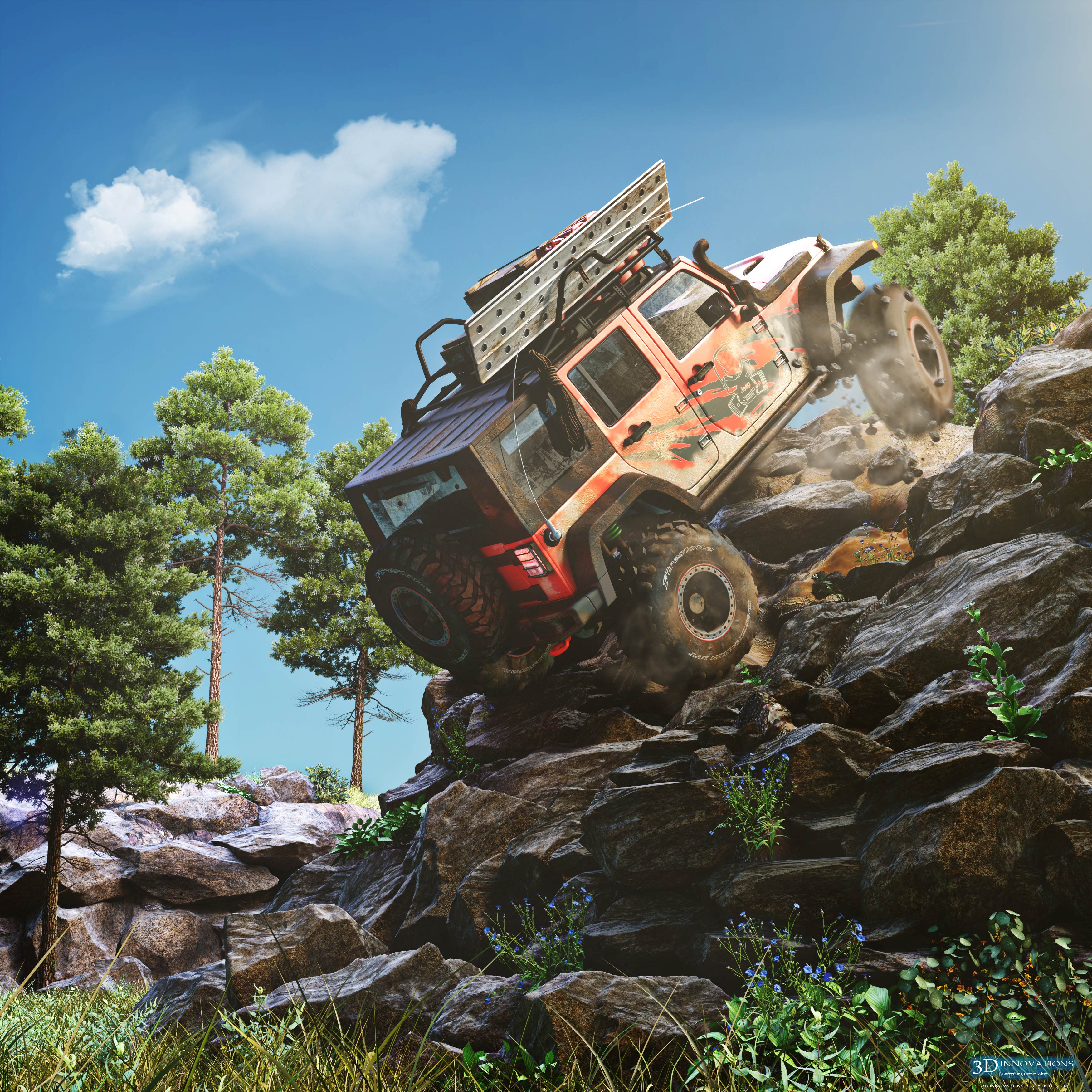 Rock Climbing Jeep 3d art