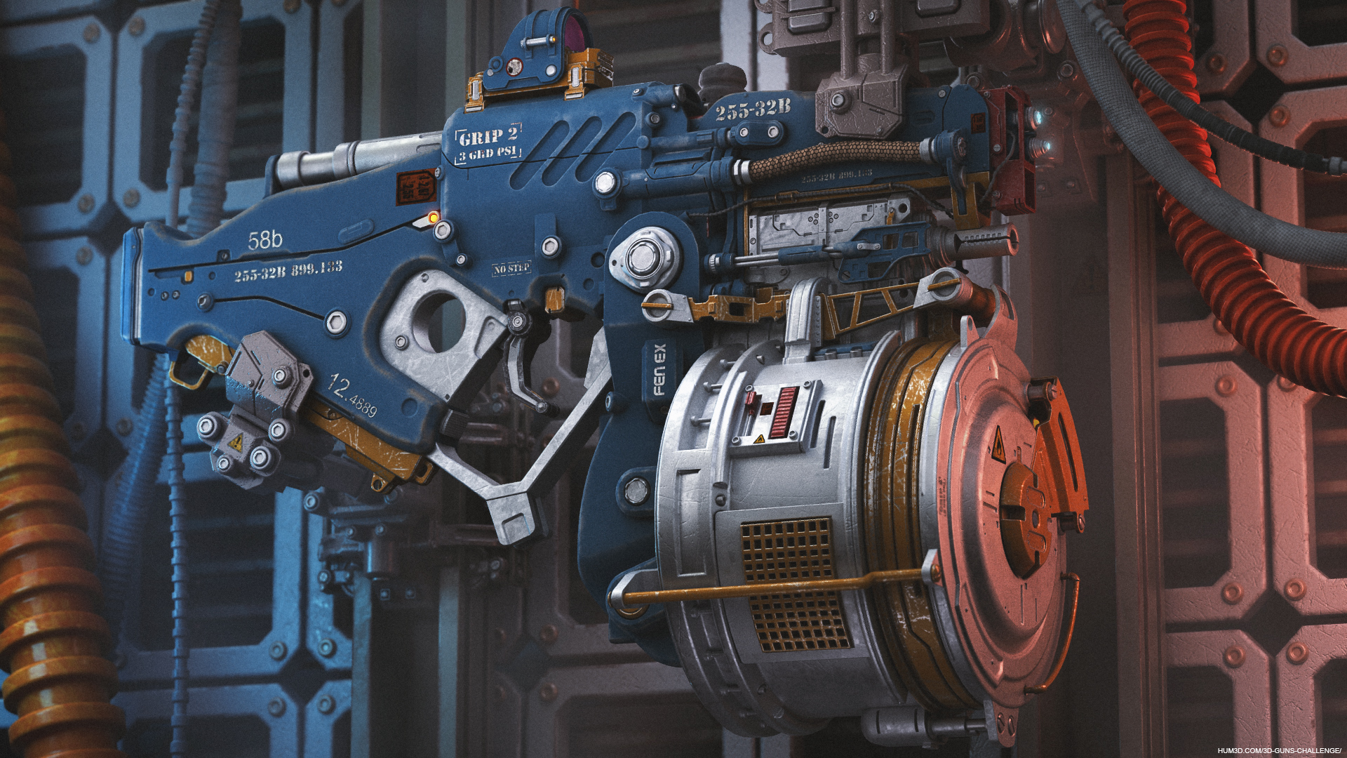 Sci-fi laser gun 3d art