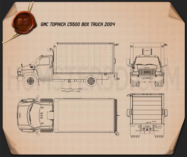GMC Topkick C5500 Box Truck 2004 Disegno Tecnico
