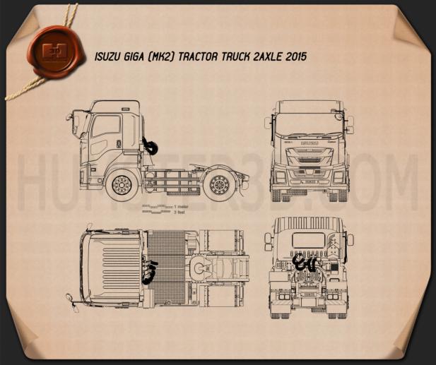 Isuzu Giga Camion Trattore 2 assi 2015 Disegno Tecnico