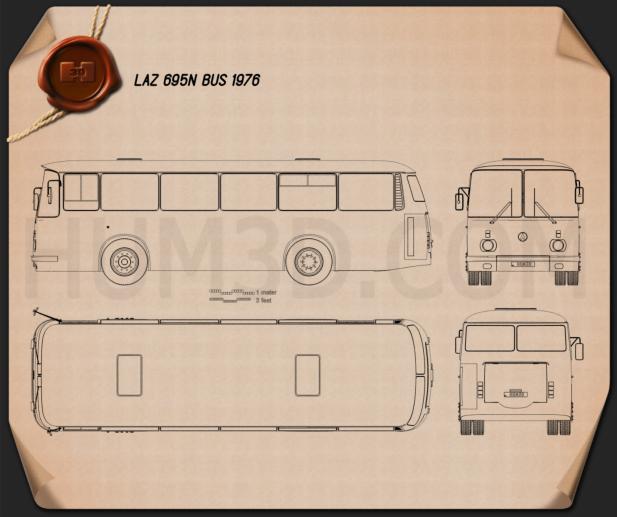 LAZ 695N bus 1976 Blueprint
