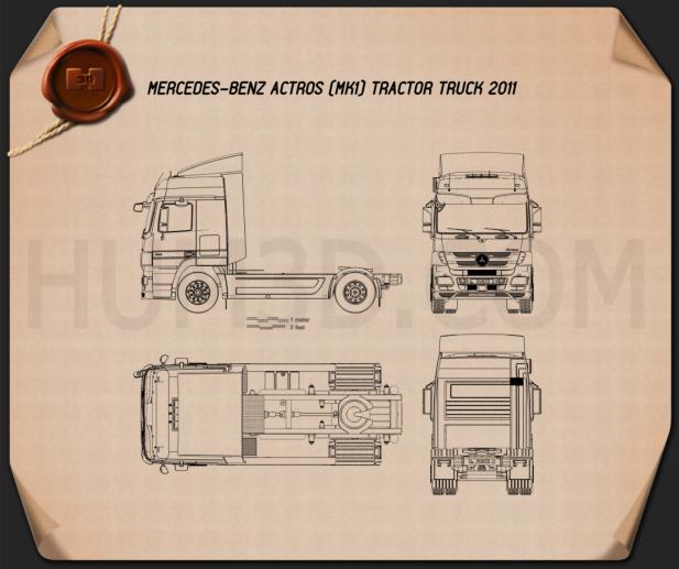Mercedes-Benz Actros Camión Tractor 2011 Plano
