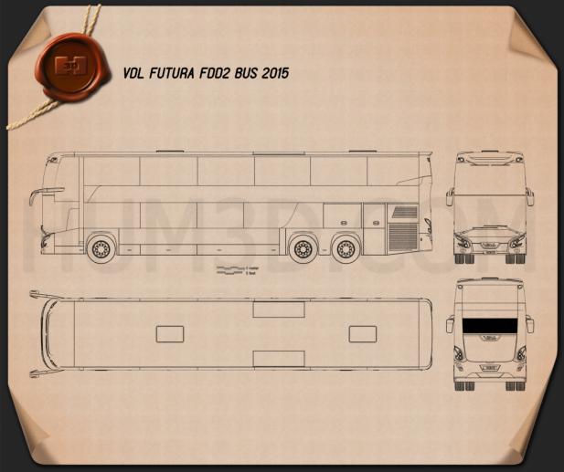 VDL Futura FDD2 버스 2015 테크니컬 드로잉