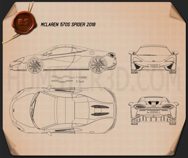 McLaren 570S Spider 2018 Disegno Tecnico