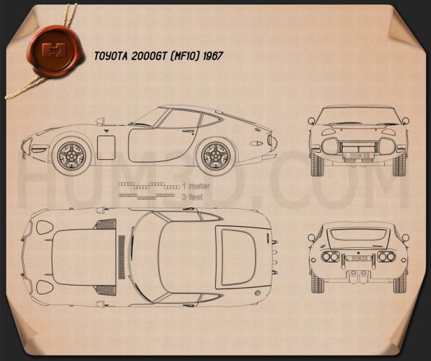 Toyota 2000GT 1969 Disegno Tecnico