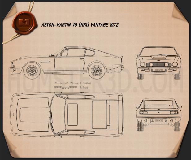 Aston Martin V8 Vantage 1972 Blueprint