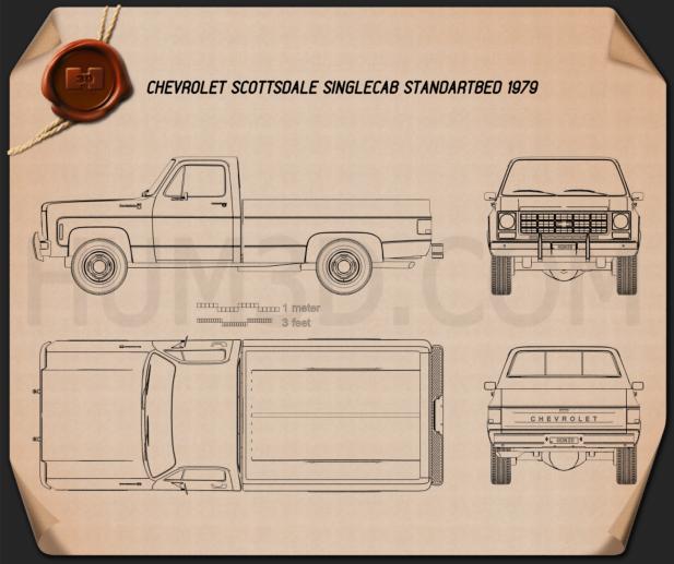 Chevrolet C/K Scottsdale Einzelkabine Standart Bett 1979 Blaupause