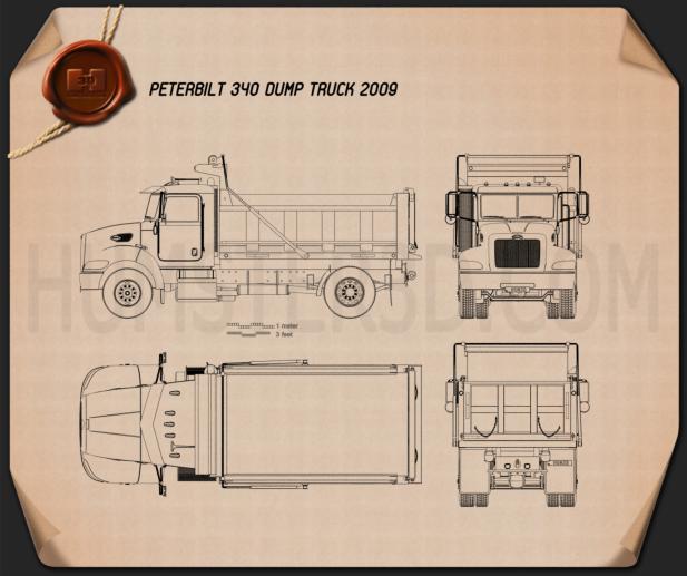 Peterbilt 340 Dump Truck 2009 Blueprint