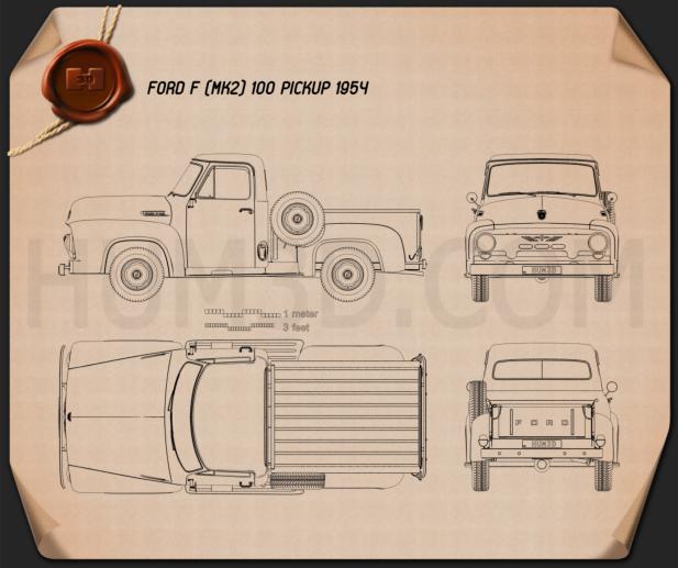 Ford F-100 Pickup 1954 蓝图