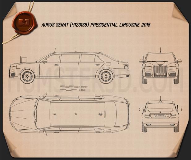 Aurus Senat Presidential Limousine 2018 Blueprint