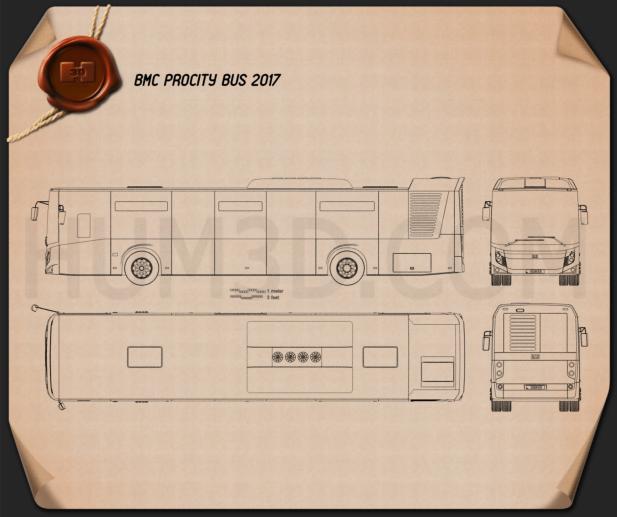 BMC Procity 버스 2017 테크니컬 드로잉