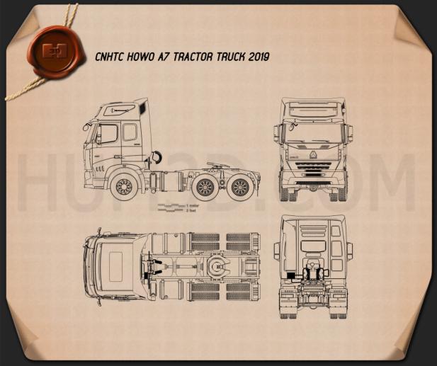 CNHTC Howo A7 Tractor Truck 2019 Blueprint