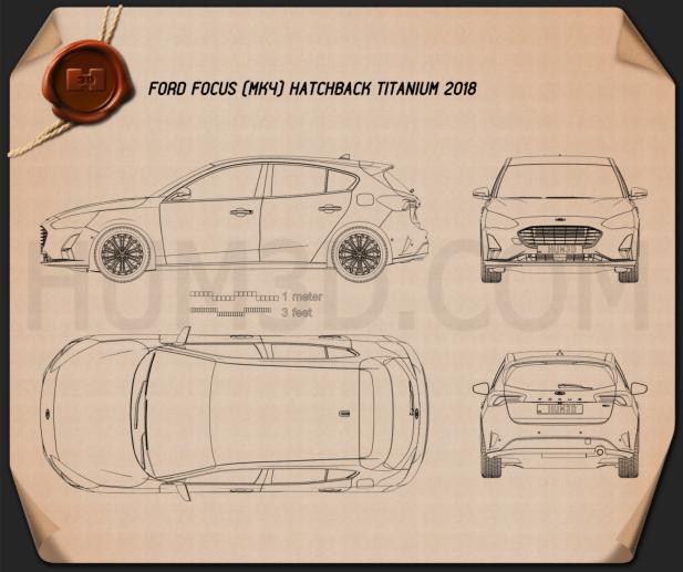 Ford Focus Titanium ハッチバック 2018 設計図