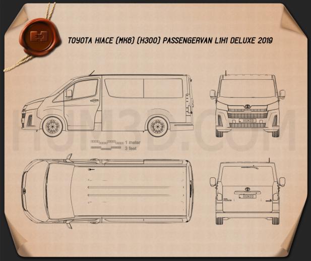 Toyota Hiace パッセンジャーバン L1H1 Deluxe 2019 設計図