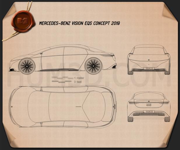 Mercedes-Benz Vision EQS 2019 設計図
