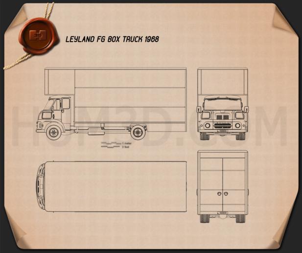 Leyland FG Box Truck 1968 Disegno Tecnico