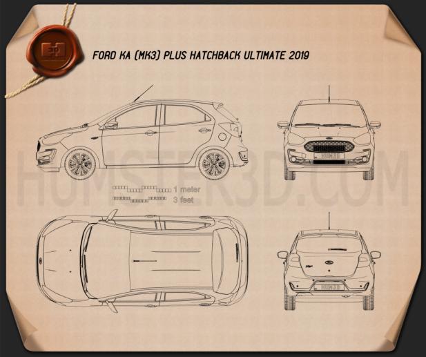 Ford Ka plus Ultimate 掀背车 2019 蓝图