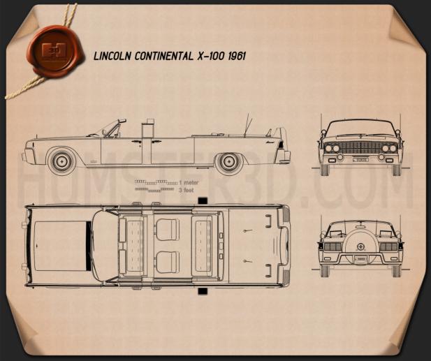 Lincoln Continental X-100 1961 테크니컬 드로잉